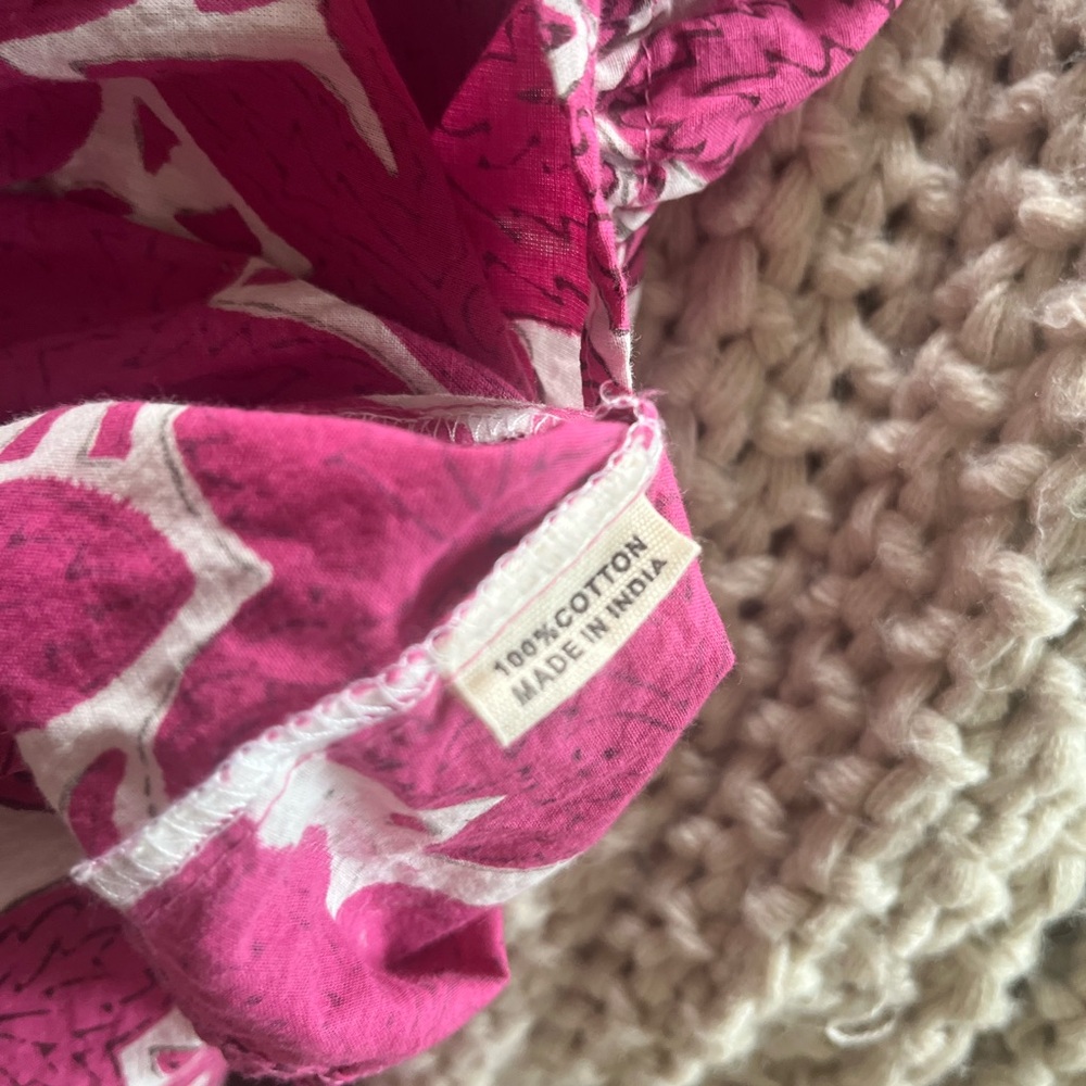 Pink Floral Smocked Knee Length Cotton Dress - Picture 7 of 7